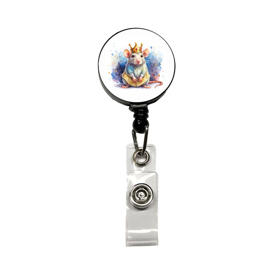 Fantasy Rat Mouse King Watercolor Retractable ID Key Card Name Tag Badge Holder with Clip