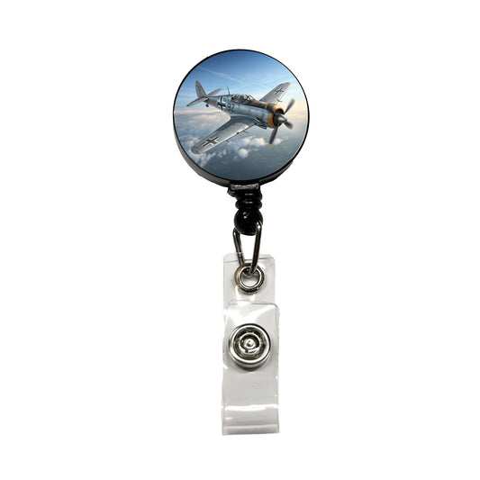 Focke Wulf Fw-190 WWII German Fighter Plane Retractable ID Key Card Name Tag Badge Holder with Clip