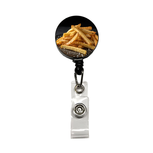 French Fries Retractable ID Key Card Name Tag Badge Holder with Clip