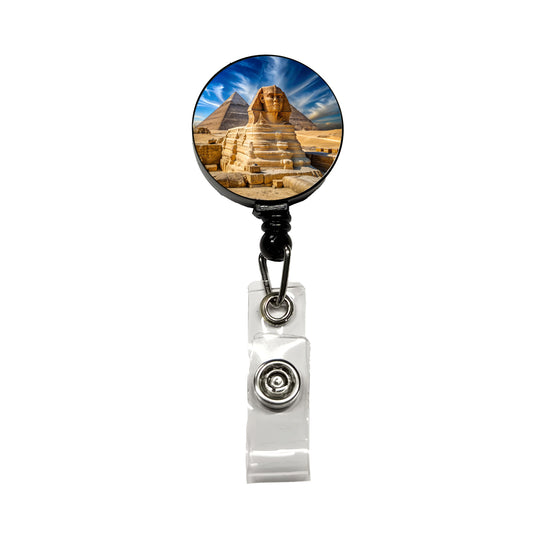 Great Sphinx Of Giza Pyramids Egypt Retractable ID Key Card Name Tag Badge Holder with Clip