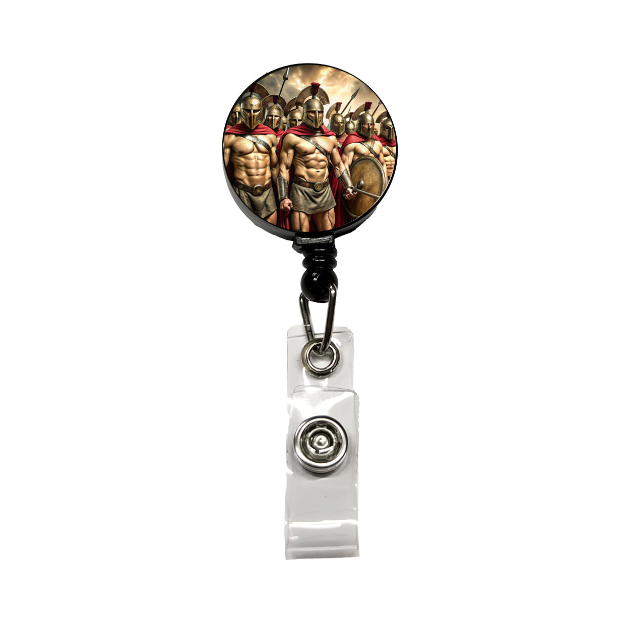 Greek Warriors from Sparta Spartans Retractable ID Key Card Name Tag Badge Holder with Clip