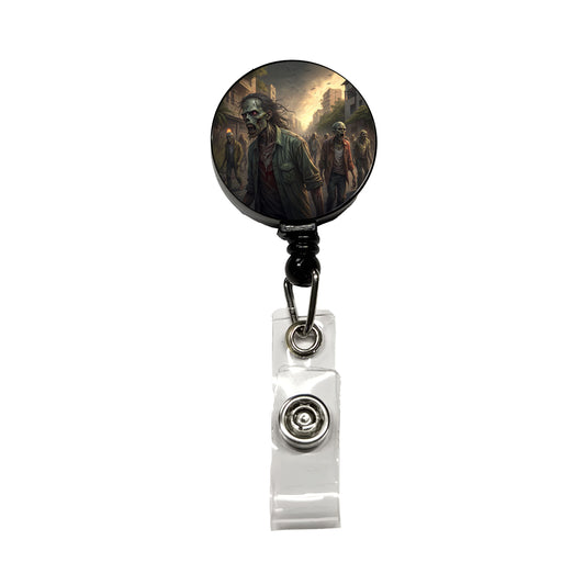 Horde Of Zombies Monsters Halloween Retractable ID Key Card Name Tag Badge Holder with Clip