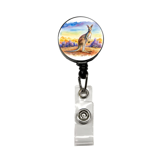 Kangaroo In The Fields Of Australia Watercolor Retractable ID Key Card Name Tag Badge Holder with Clip