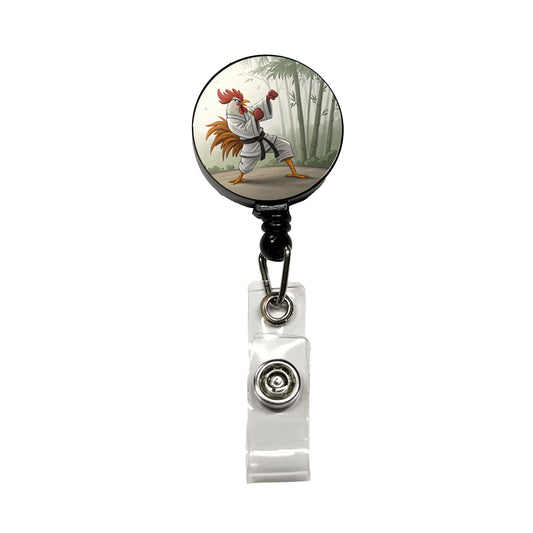 Kung Fu Karate Martial Arts Rooster Retractable ID Key Card Name Tag Badge Holder with Clip