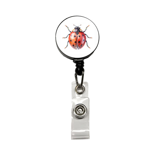 Ladybug Watercolor Retractable ID Key Card Name Tag Badge Holder with Clip