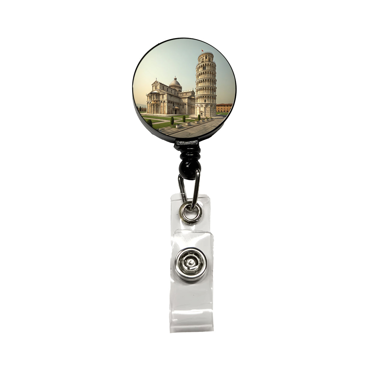 Leaning Tower Of Pisa Italy Retractable ID Key Card Name Tag Badge Holder with Clip