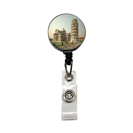 Leaning Tower Of Pisa Italy Retractable ID Key Card Name Tag Badge Holder with Clip