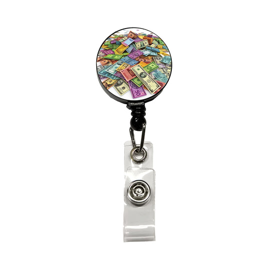 Lots of Colorful Money Monetary Bills Retractable ID Key Card Name Tag Badge Holder with Clip