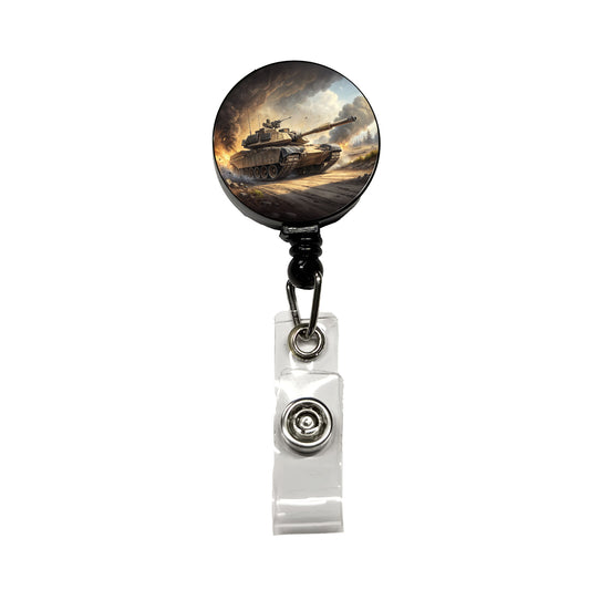 M1 Abrams Tank On The Move Retractable ID Key Card Name Tag Badge Holder with Clip