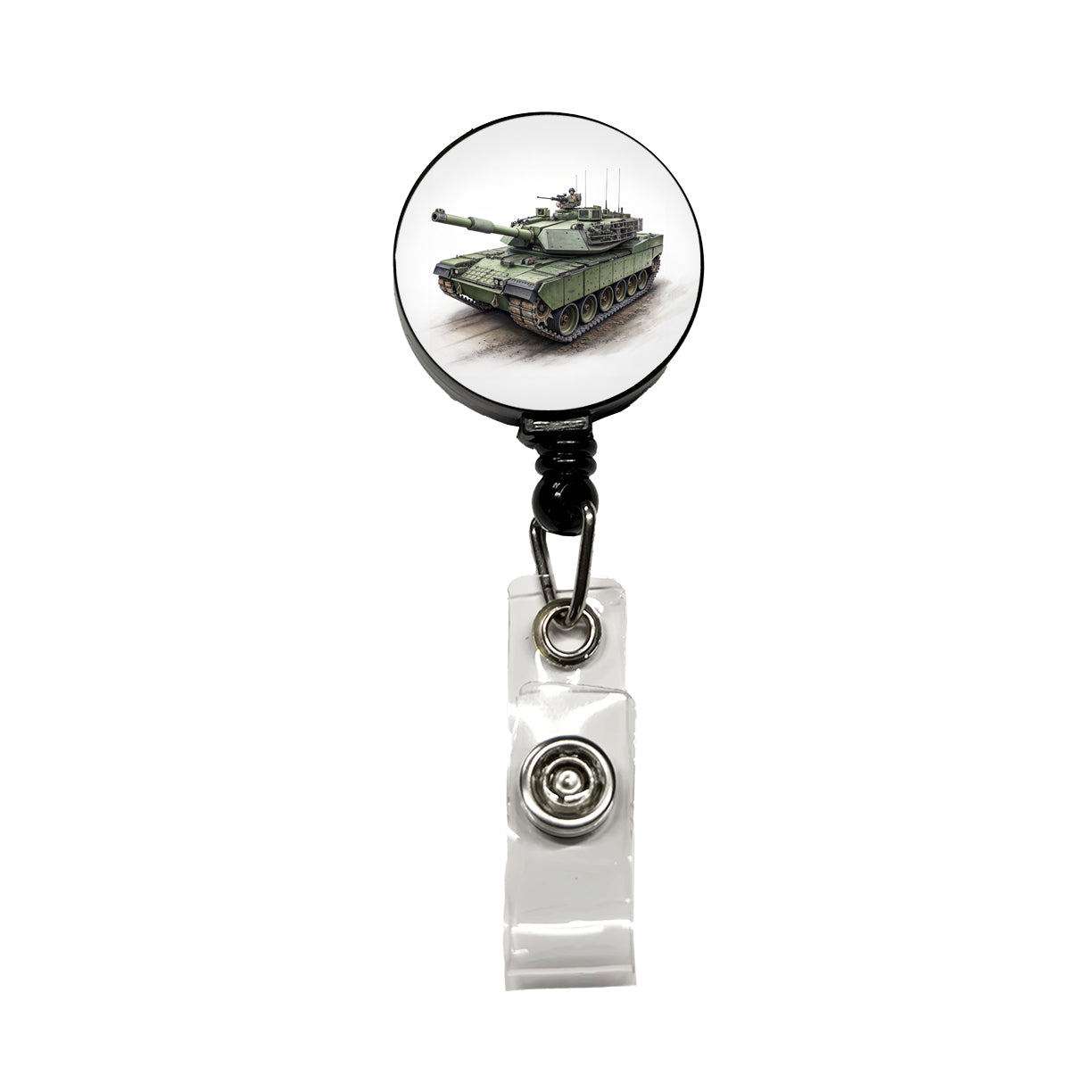 M1 Abrams US Main Battle Tank Retractable ID Key Card Name Tag Badge Holder with Clip