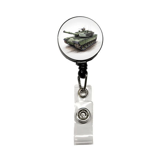 M1 Abrams US Main Battle Tank Retractable ID Key Card Name Tag Badge Holder with Clip