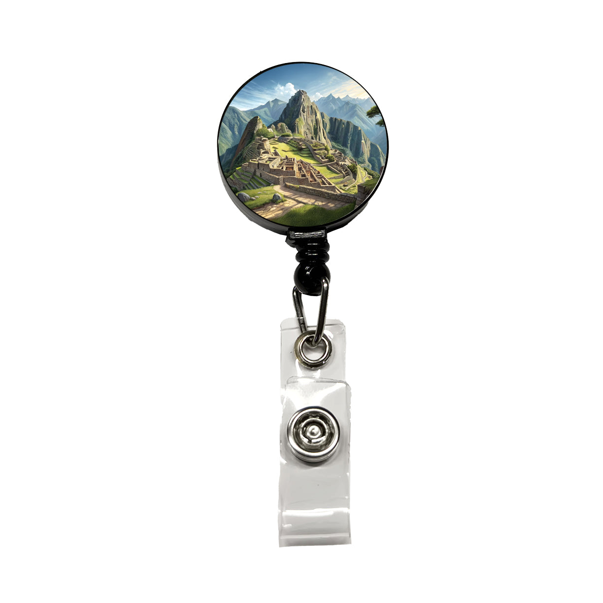 Machu Picchu Incan Citadel Andes Mountains Peru Retractable ID Key Card Name Tag Badge Holder with Clip