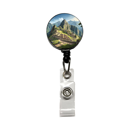 Machu Picchu Incan Citadel Andes Mountains Peru Retractable ID Key Card Name Tag Badge Holder with Clip