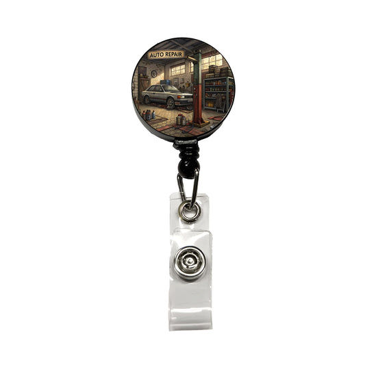 Mechanic's Automotive Repair Garage Retractable ID Key Card Name Tag Badge Holder with Clip