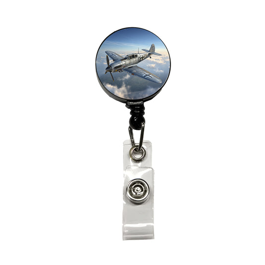 Messerschmitt Bf 109 WWII German Fighter Plane Retractable ID Key Card Name Tag Badge Holder with Clip