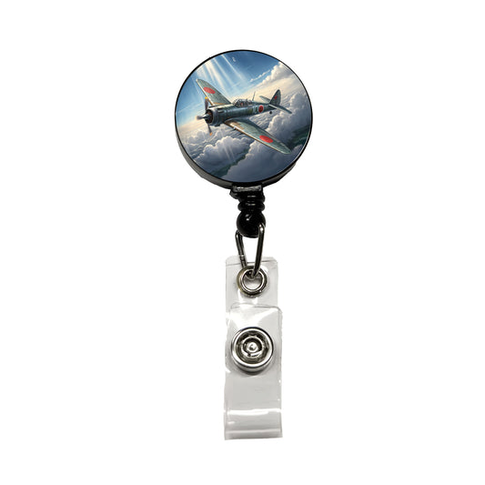 A6M Zero WWII Japanese Navy Fighter Plane Retractable ID Key Card Name Tag Badge Holder with Clip