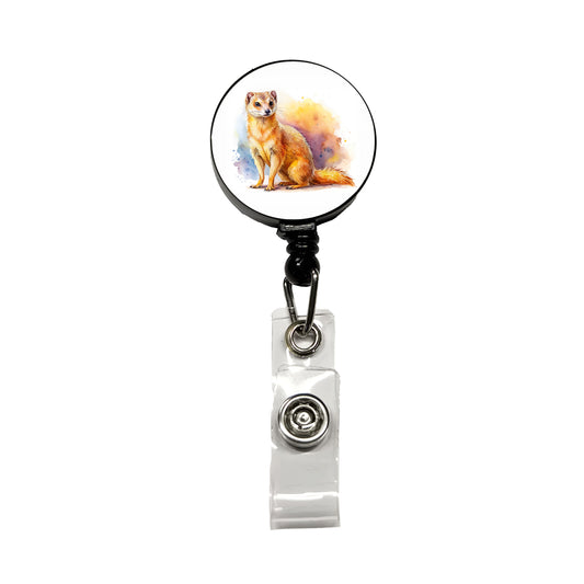 Mongoose Watercolor Retractable ID Key Card Name Tag Badge Holder with Clip