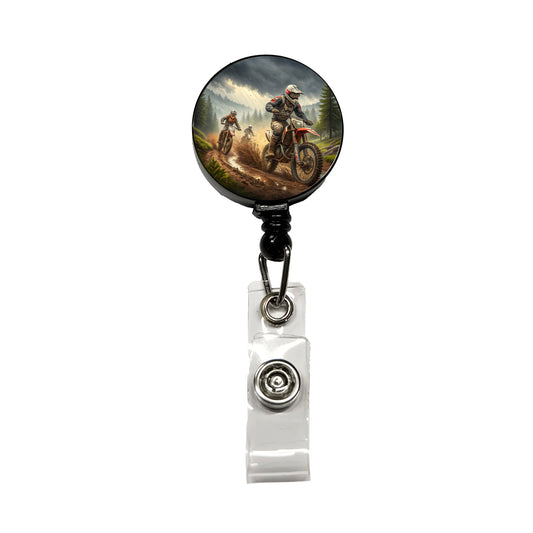 Motocross Off Road Dirt Bikes Racing Retractable ID Key Card Name Tag Badge Holder with Clip