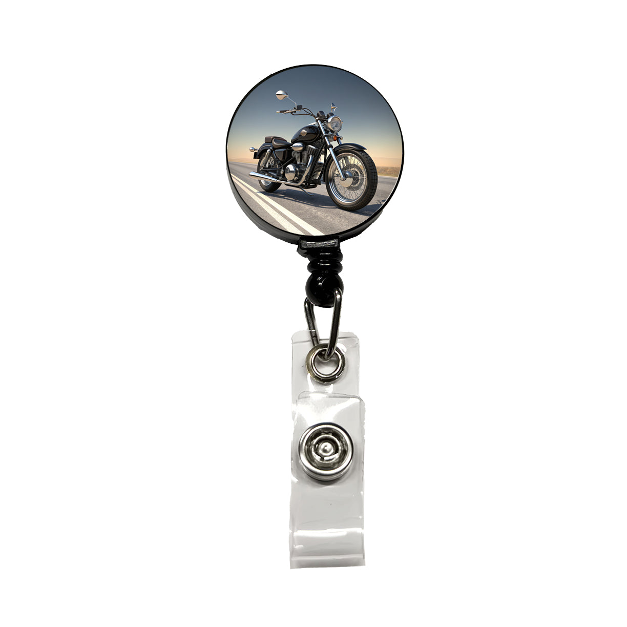 Motorcycle on the Road Retractable ID Key Card Name Tag Badge Holder with Clip