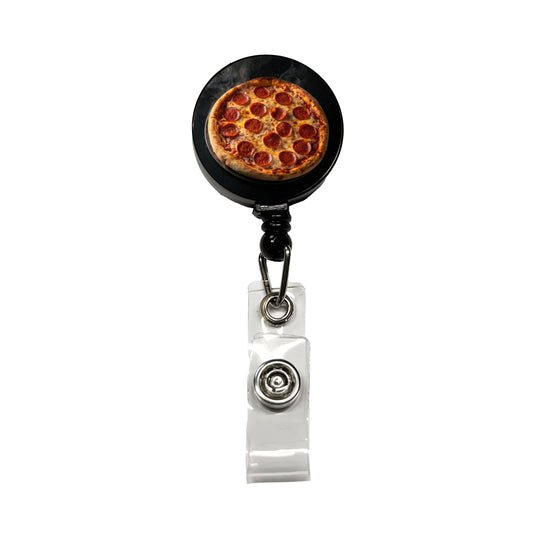 New York Style Pepperoni Pizza Retractable ID Key Card Name Tag Badge Holder with Clip