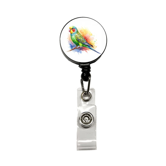 Parakeet Watercolor Retractable ID Key Card Name Tag Badge Holder with Clip