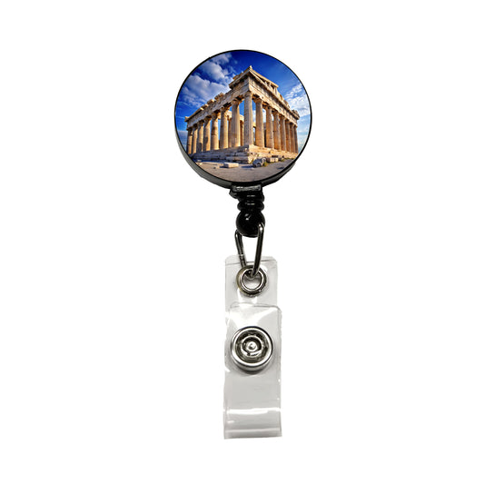 Parthenon Temple Athens Greece Greek Retractable ID Key Card Name Tag Badge Holder with Clip
