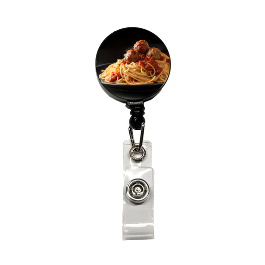 Pasta Spaghetti Sauce And Meatballs Retractable ID Key Card Name Tag Badge Holder with Clip