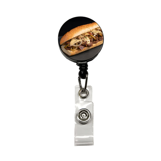 Philly Cheesesteak Sub Sandwich Retractable ID Key Card Name Tag Badge Holder with Clip