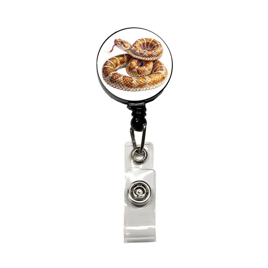 Rattlesnake Snake Reptile Watercolor Retractable ID Key Card Name Tag Badge Holder with Clip