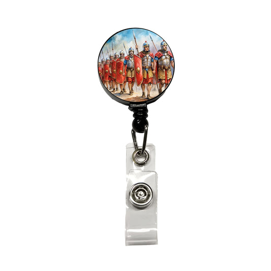 Roman Legion Marching In Formation Watercolor Retractable ID Key Card Name Tag Badge Holder with Clip