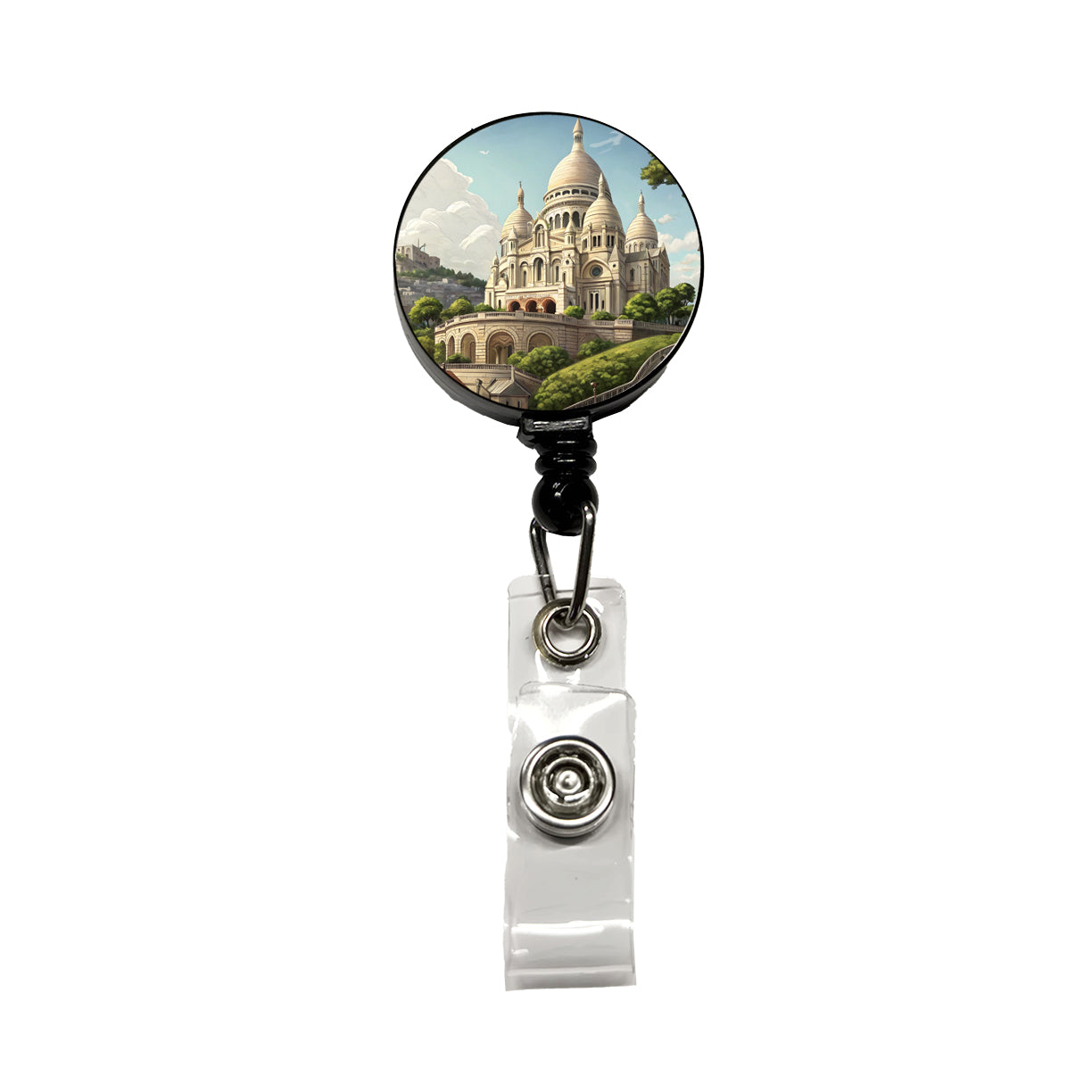 Sacre Coeur Church Paris France Retractable ID Key Card Name Tag Badge Holder with Clip