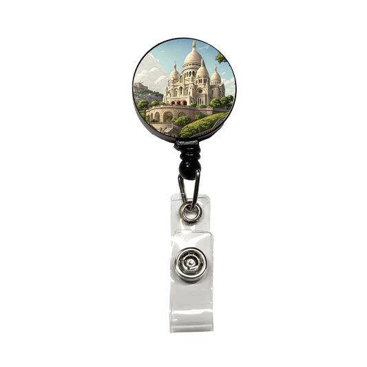 Sacre Coeur Church Paris France Retractable ID Key Card Name Tag Badge Holder with Clip