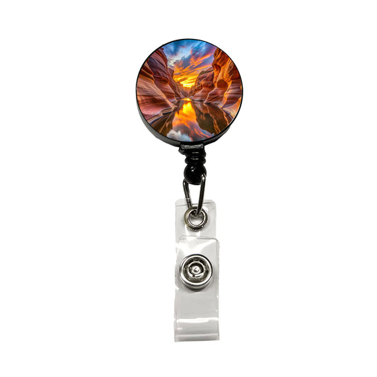 Slot Canyons And Water At Sunset Utah Arizona Retractable ID Key Card Name Tag Badge Holder with Clip