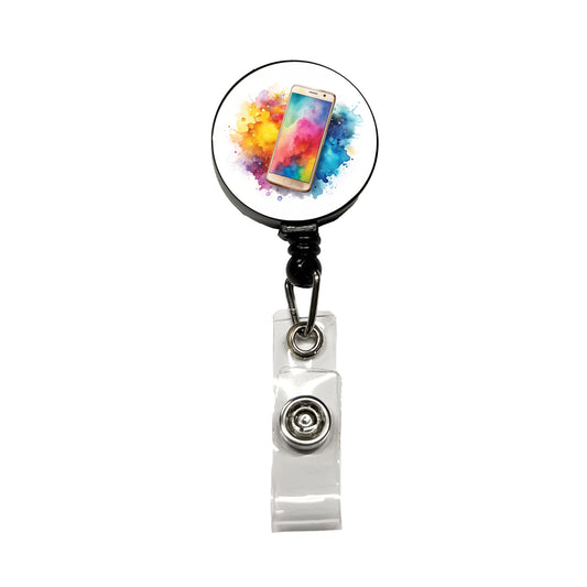 Smart Phone Watercolor Retractable ID Key Card Name Tag Badge Holder with Clip