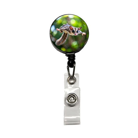 Sugar Glider Flying Gliding Retractable ID Key Card Name Tag Badge Holder with Clip