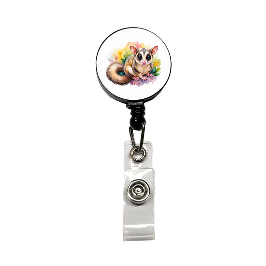 Sugar Glider Watercolor Retractable ID Key Card Name Tag Badge Holder with Clip