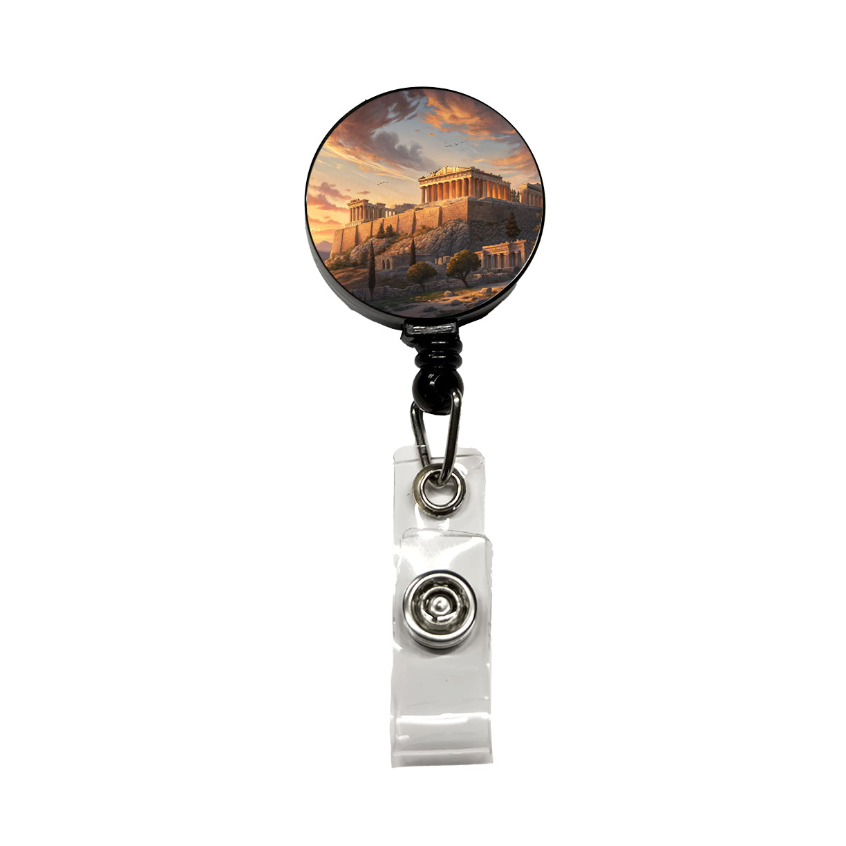 The Acropolis At Golden Hour Athens Greece Retractable ID Key Card Name Tag Badge Holder with Clip