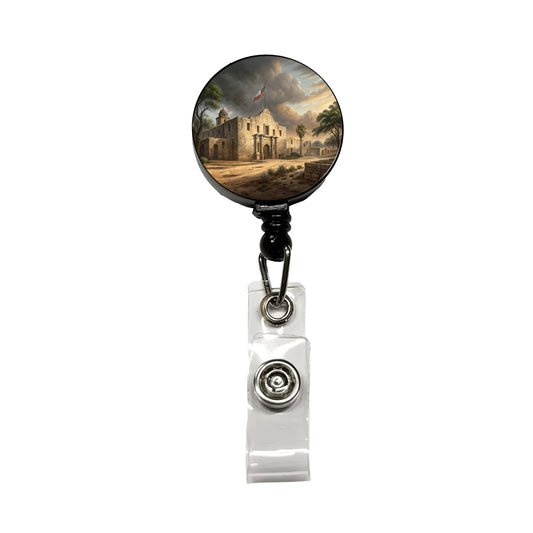 The Alamo In 1836 Texas Retractable ID Key Card Name Tag Badge Holder with Clip