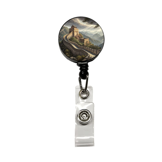 The Great Wall Of China Retractable ID Key Card Name Tag Badge Holder with Clip