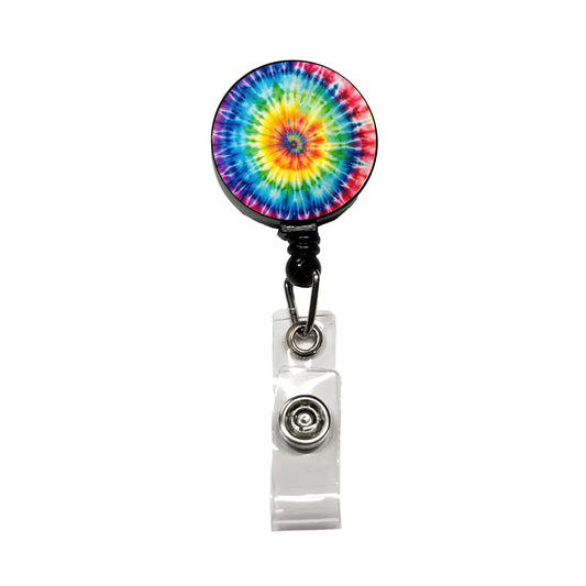 Tie-Dye Watercolor Design Retractable ID Key Card Name Tag Badge Holder with Clip