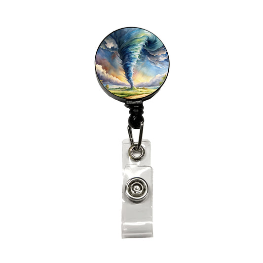 Tornado Twister Watercolor Retractable ID Key Card Name Tag Badge Holder with Clip