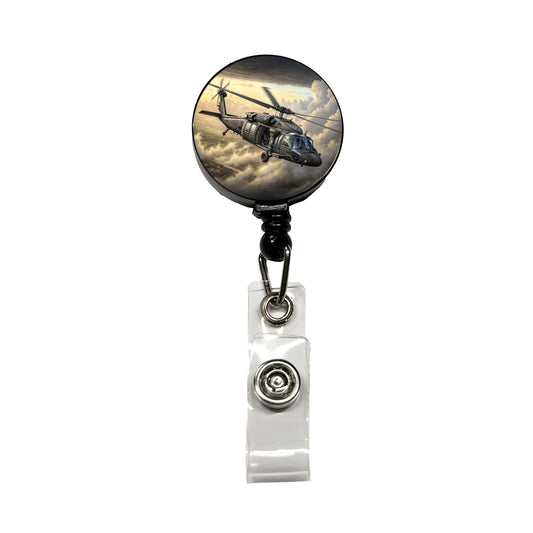 UH-60 Black Hawk US Helicopter Retractable ID Key Card Name Tag Badge Holder with Clip