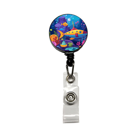 Vibrant Colored Undersea Underwater Ocean Fantasy World Retractable ID Key Card Name Tag Badge Holder with Clip
