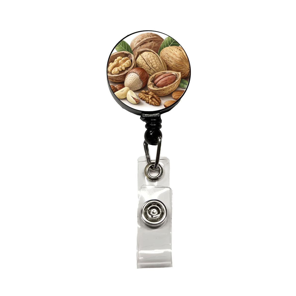 Walnuts Hazelnuts Almonds Brazil Nuts Retractable ID Key Card Name Tag Badge Holder with Clip