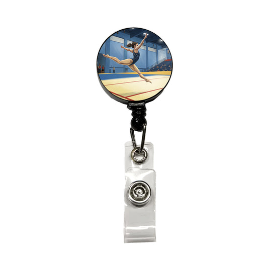 Women's Gymnastics Floor Routine Retractable ID Key Card Name Tag Badge Holder with Clip