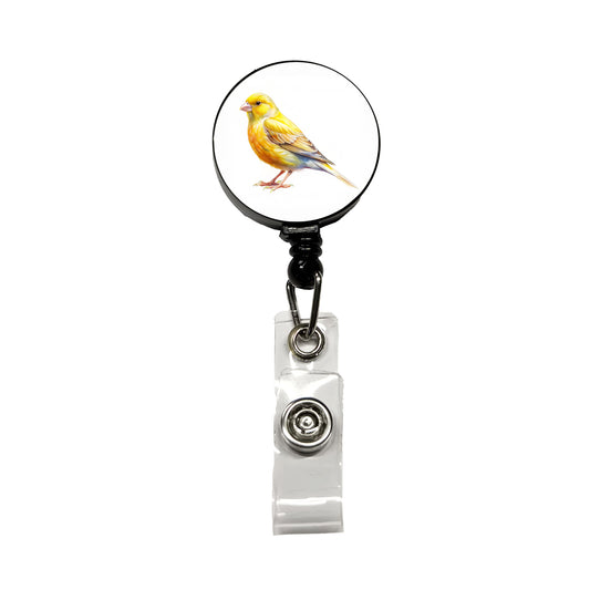 Yellow Canary Bird Watercolor Retractable ID Key Card Name Tag Badge Holder with Clip
