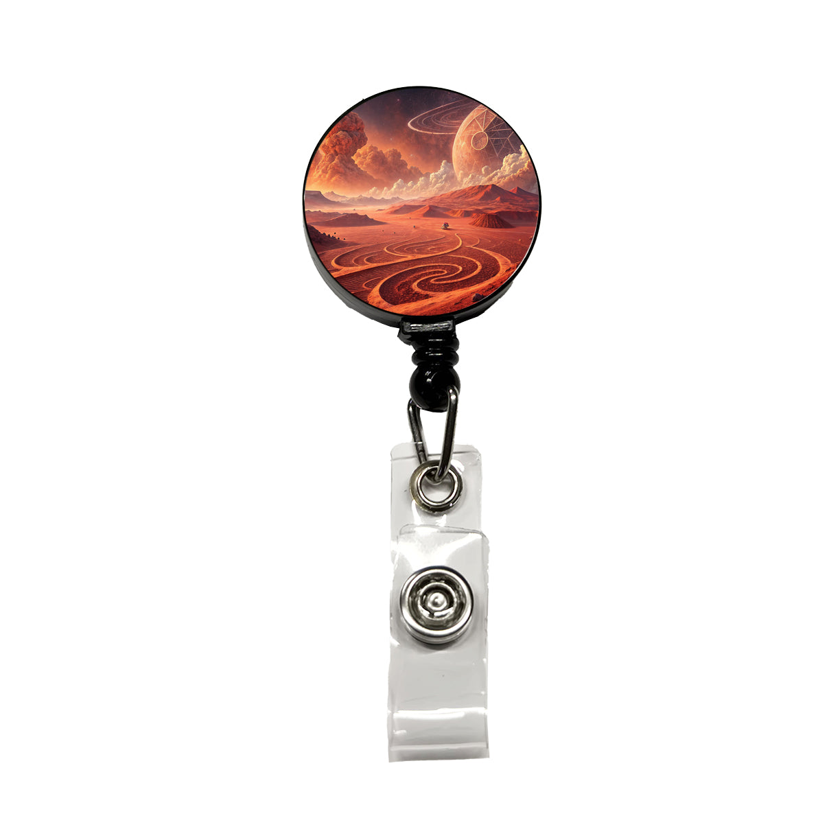 Abstract Alien Martian Sci-fi Landscape Retractable ID Key Card Name Tag Badge Holder with Clip