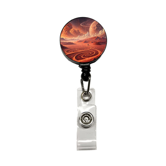 Abstract Alien Martian Sci-fi Landscape Retractable ID Key Card Name Tag Badge Holder with Clip
