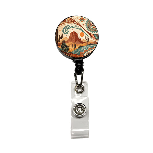 Abstract Southwestern Design Retractable ID Key Card Name Tag Badge Holder with Clip