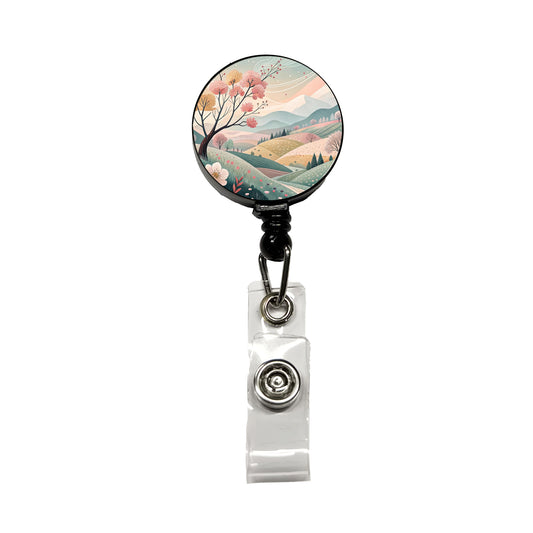 Abstract Spring Landscape Retractable ID Key Card Name Tag Badge Holder with Clip